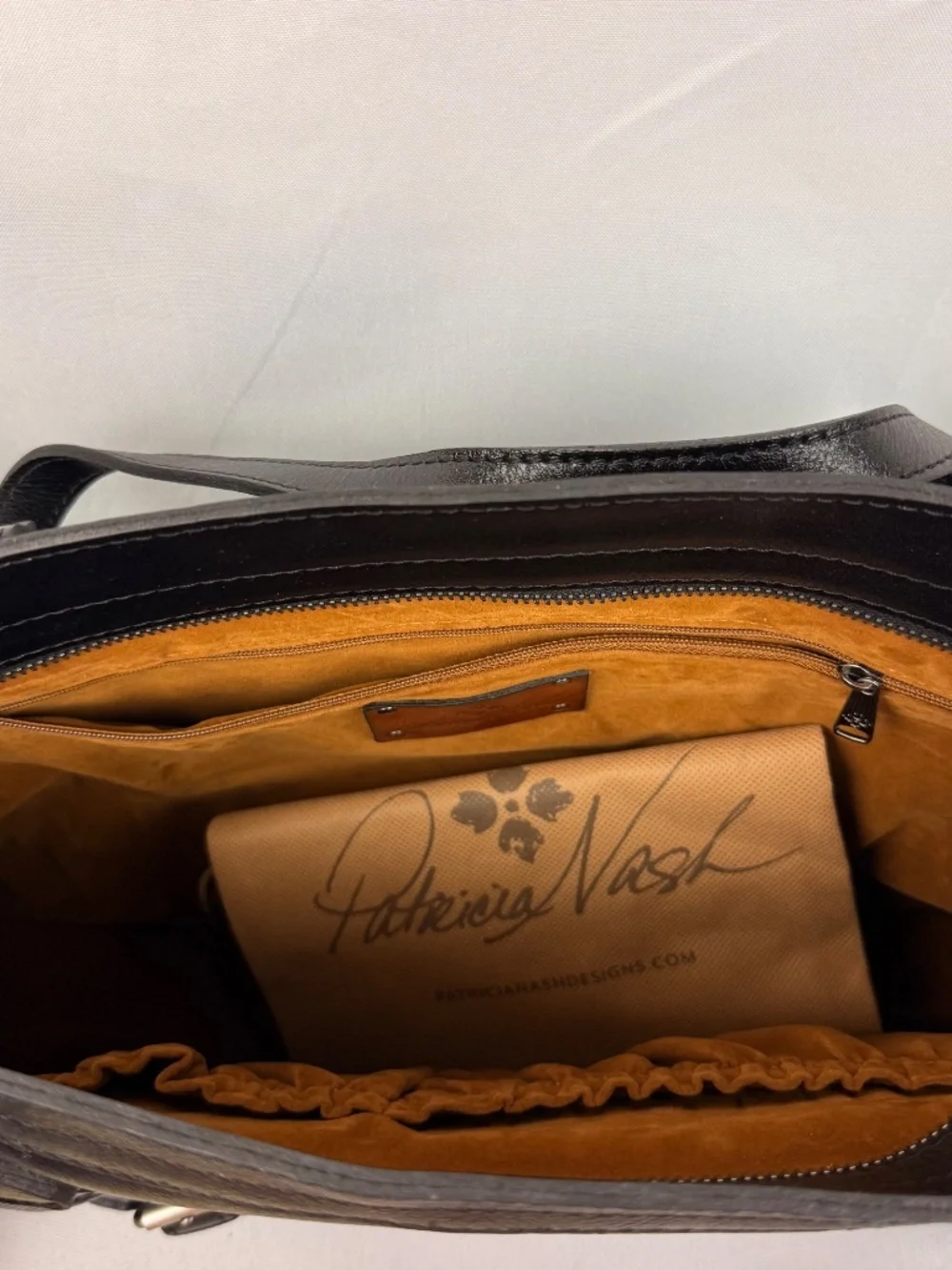 Patricia Nash Heritage Cannes Satchel Black Leather Convertible Satchel Bag